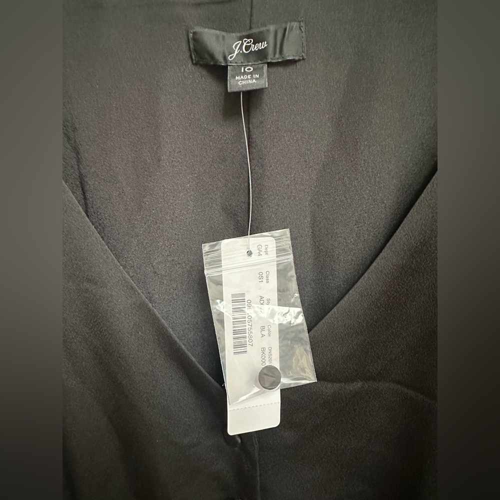 J. Crew Black Pleated Midi Gown with Bishop Sleeves - Picture 4 of 4